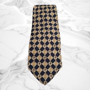 Robert Talbott Best Of Class Blue Gold 59" x 3.5" Industrial Themed Finest Silk